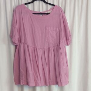 Free People Bubblegum Pink Oversized Gathered Blouse.